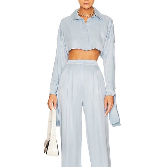 baby blue silk crop top - Picture 3 of 3